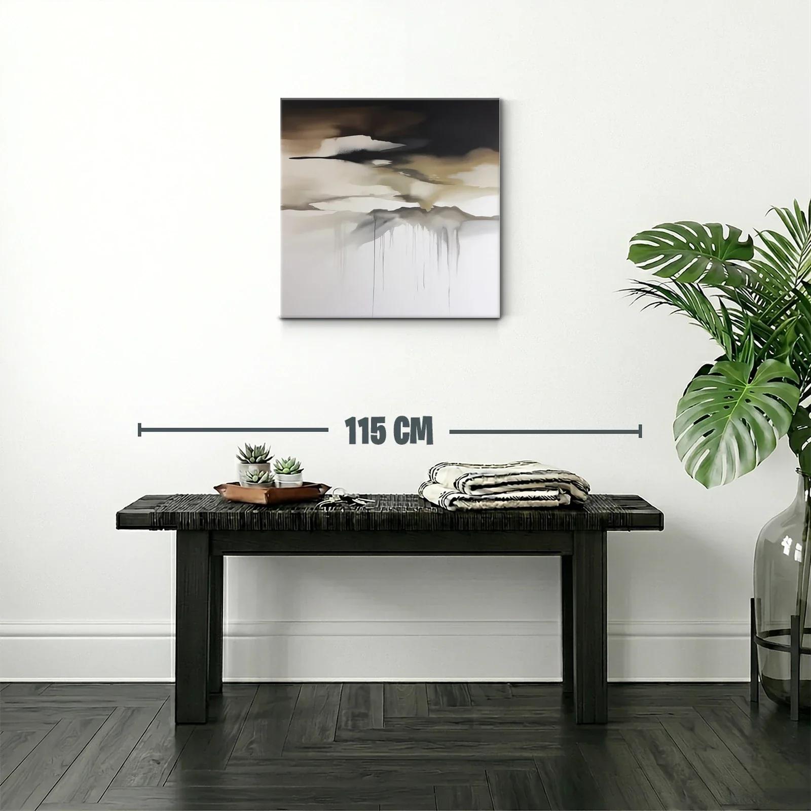 Cuadro abstracto con tonos tierra y grises suaves — miniatura 2