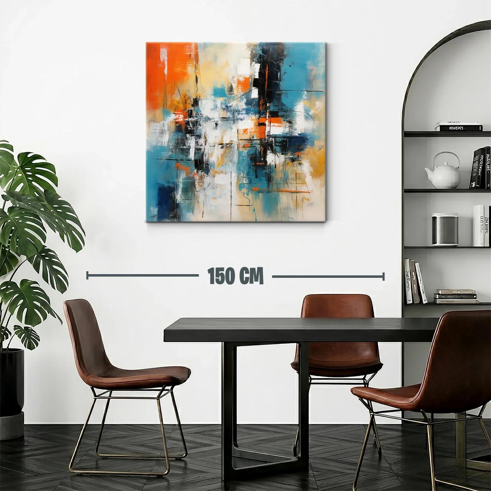 Composición abstracta con tonos cálidos y fríos vibrantes — miniatura 2
