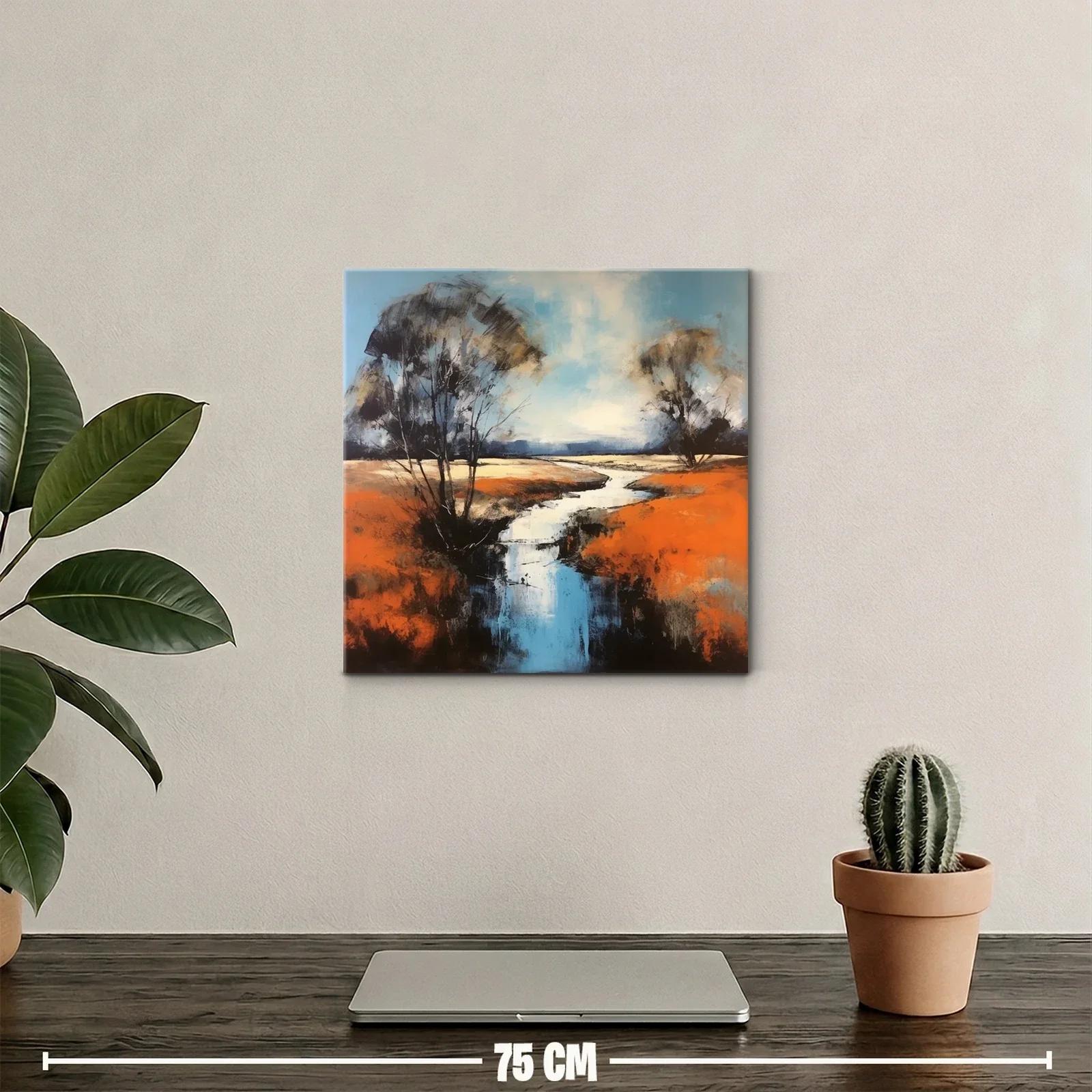 Paisaje sereno con río y árboles al atardecer — miniatura 2