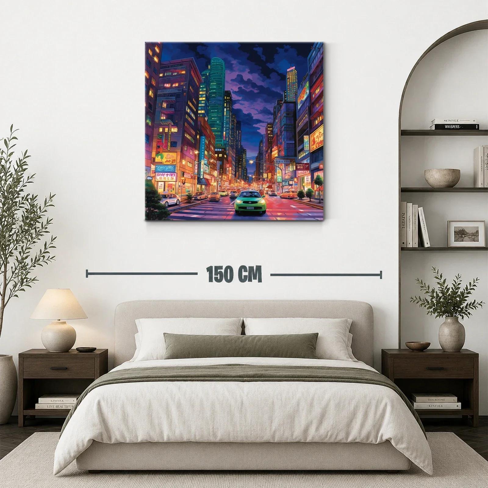 Ciudad vibrante iluminada en atardecer urbano moderno — miniatura 3