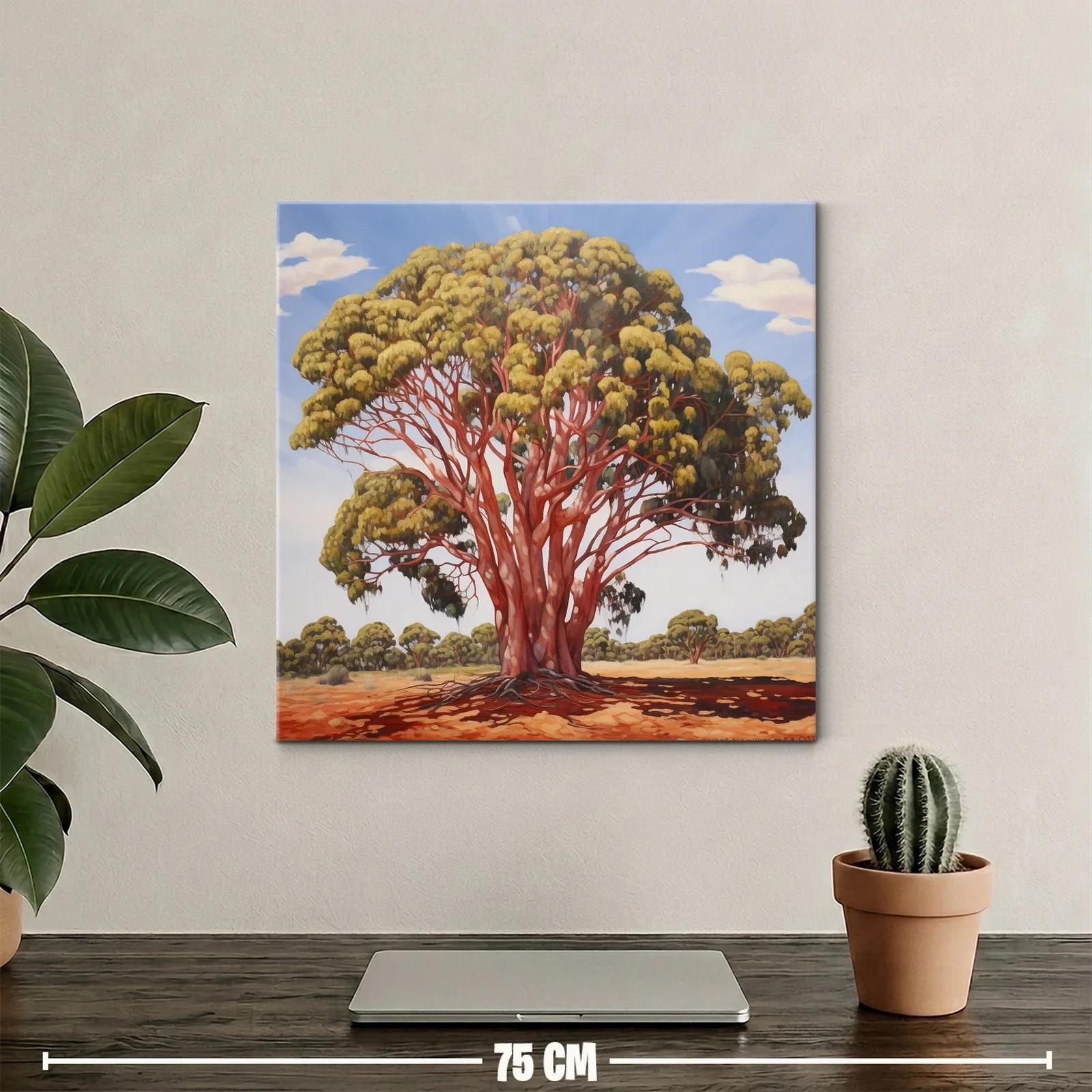 Impresionante árbol con tronco rojo sobre paisaje soleado — miniatura 2