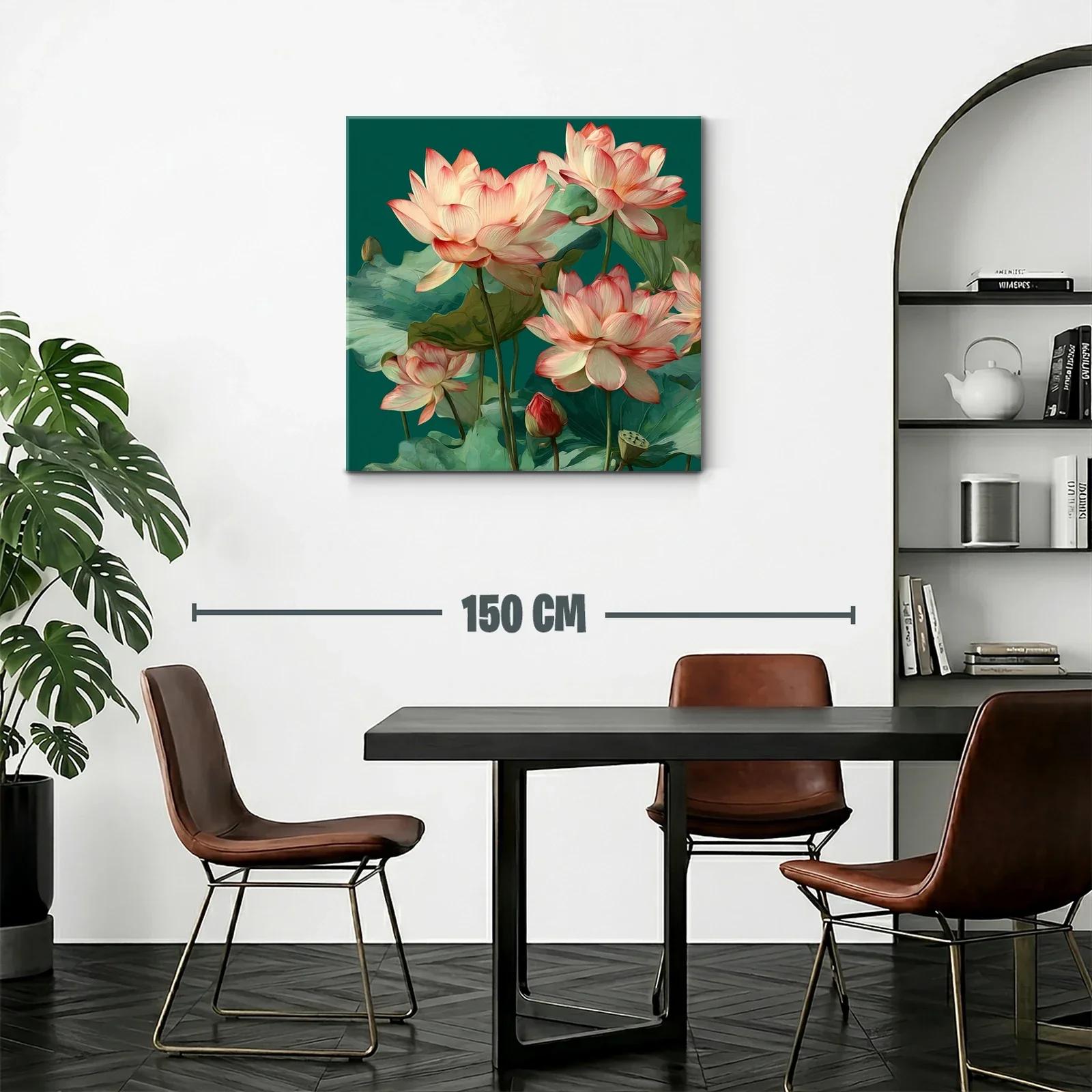 Flores de loto en tonos suaves sobre fondo verde — miniatura 2