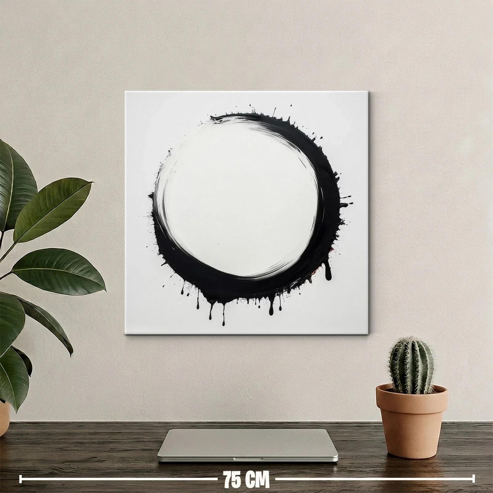 Círculo negro abstracto con efecto de goteo en fondo blanco — miniatura 2
