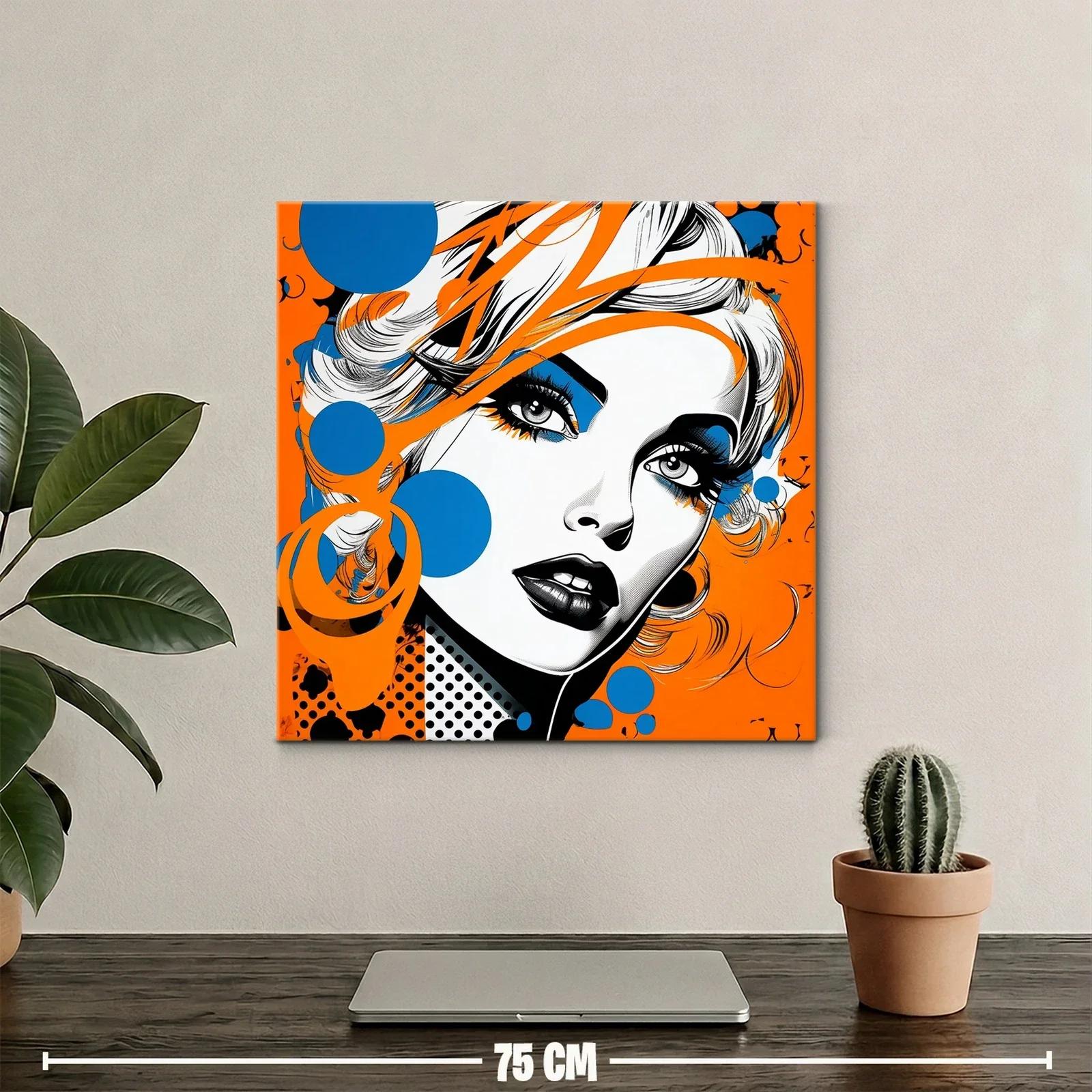 Retrato pop art femenino en vibrantes tonos naranja y azul — miniatura 2