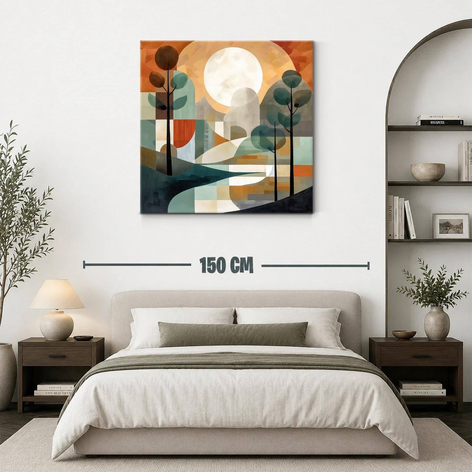 Paisaje abstracto con árboles y gran luna brillante — miniatura 3