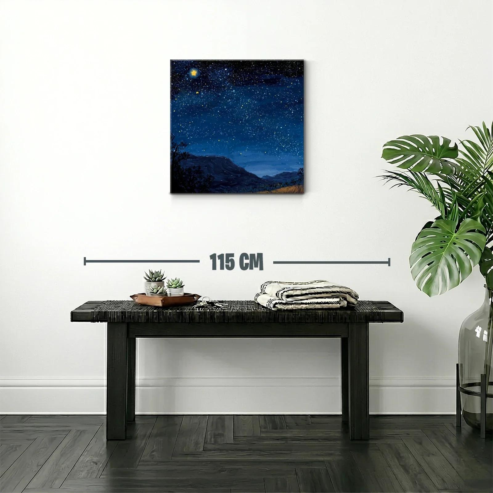 Cielo estrellado con montañas en calma nocturna — miniatura 2