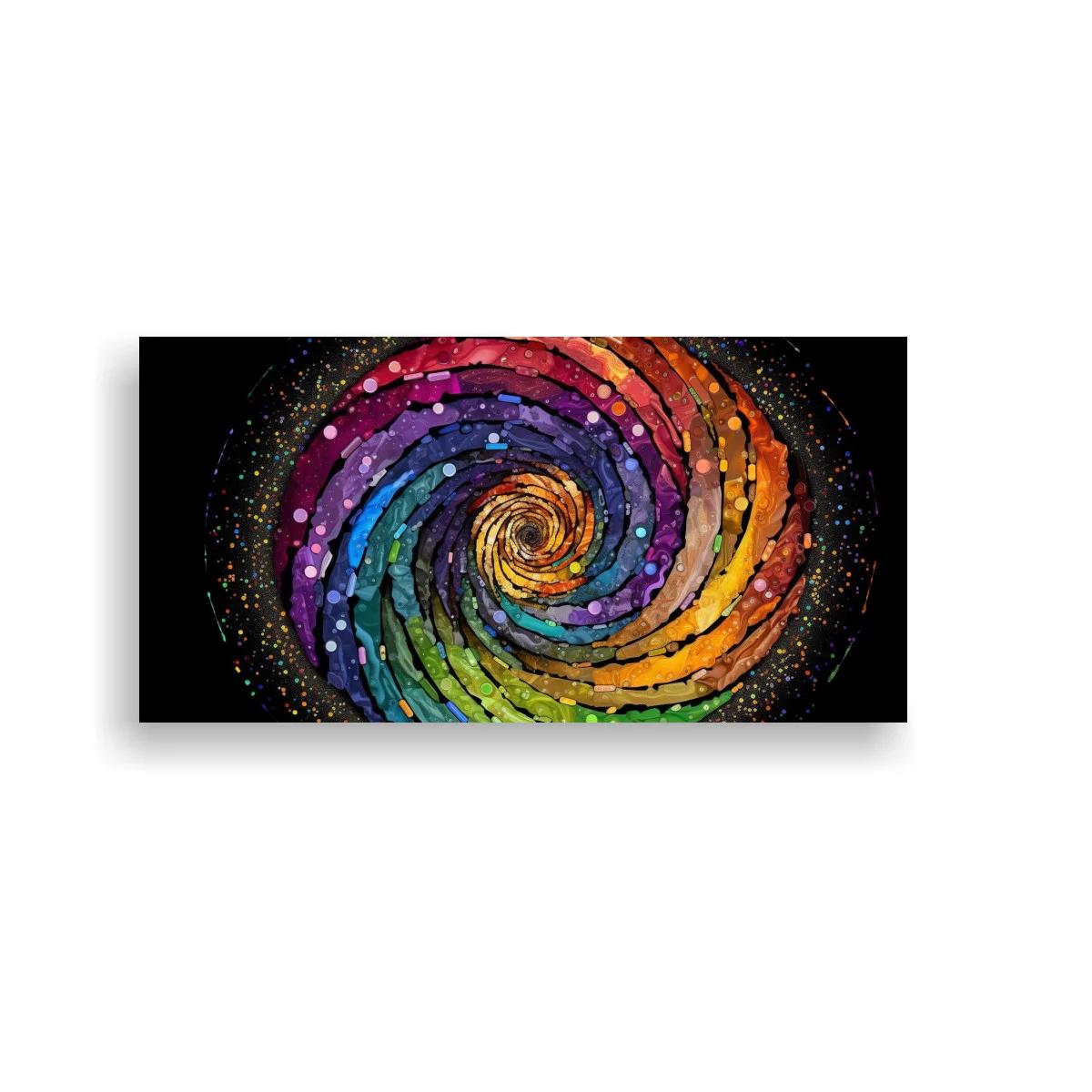 Cuadro espiral arcoíris sobre fondo oscuro