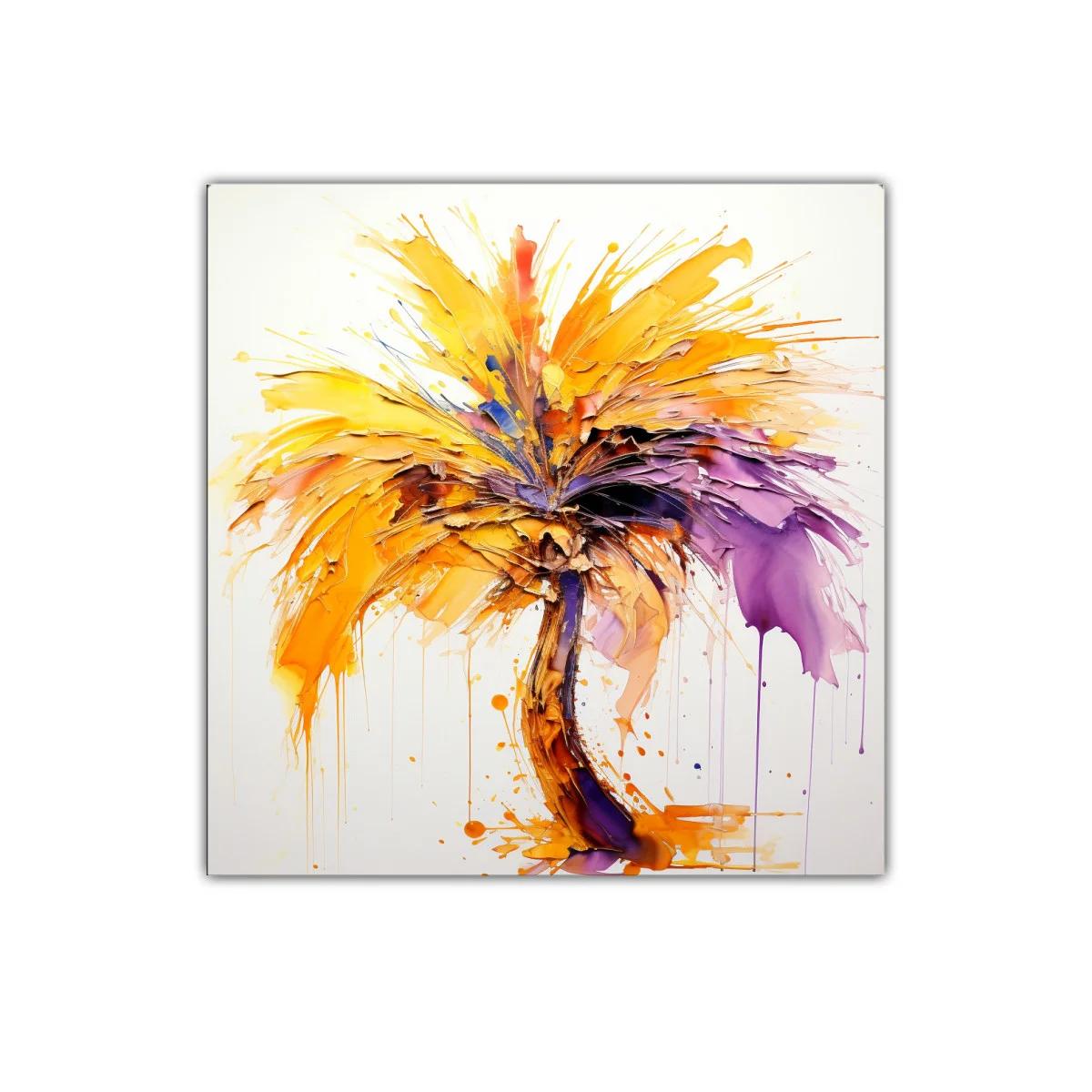 Cuadro decorativo con palmera en vibrantes tonos cálidos — imagen principal
