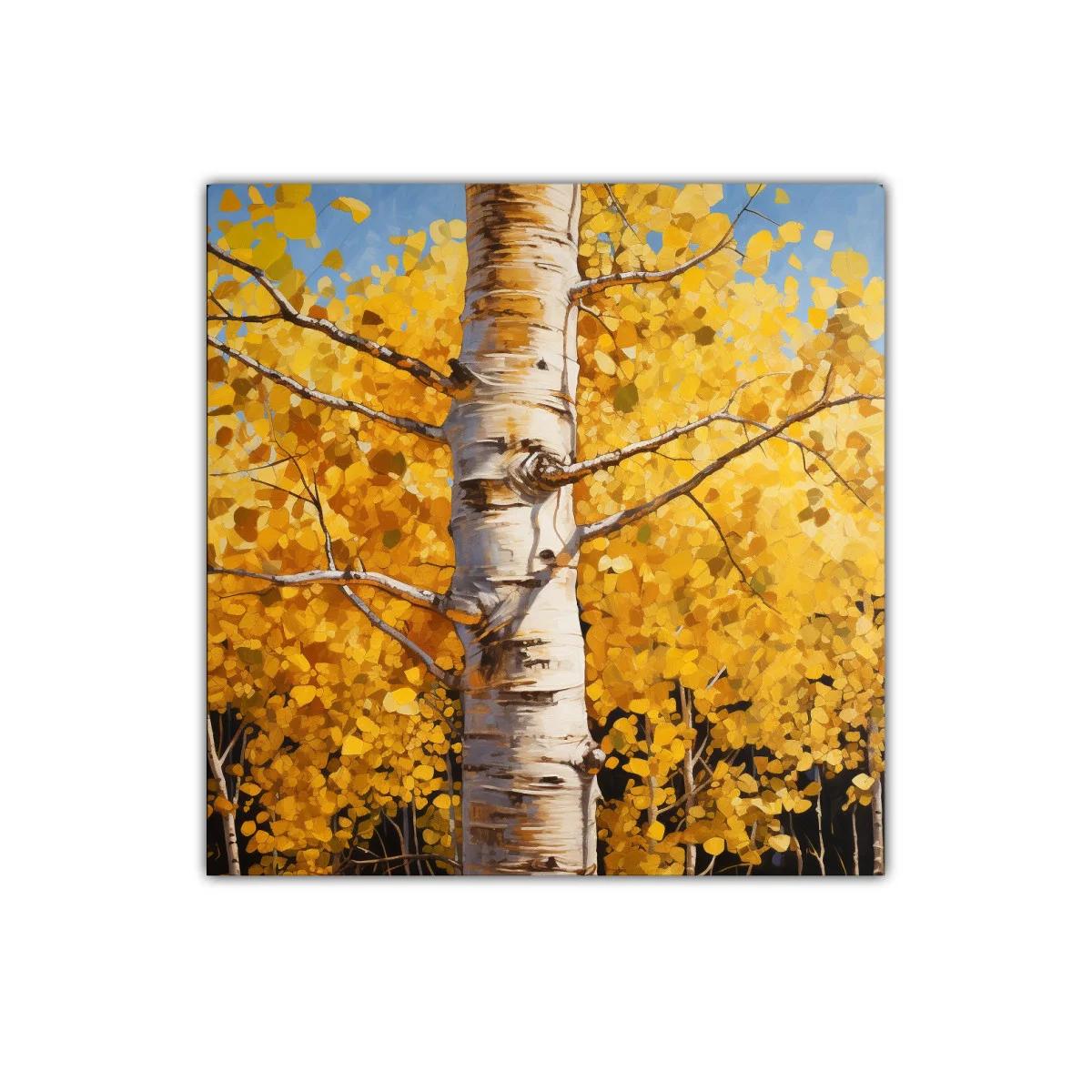 Tronco de abedul con follaje dorado en otoño — miniatura 1