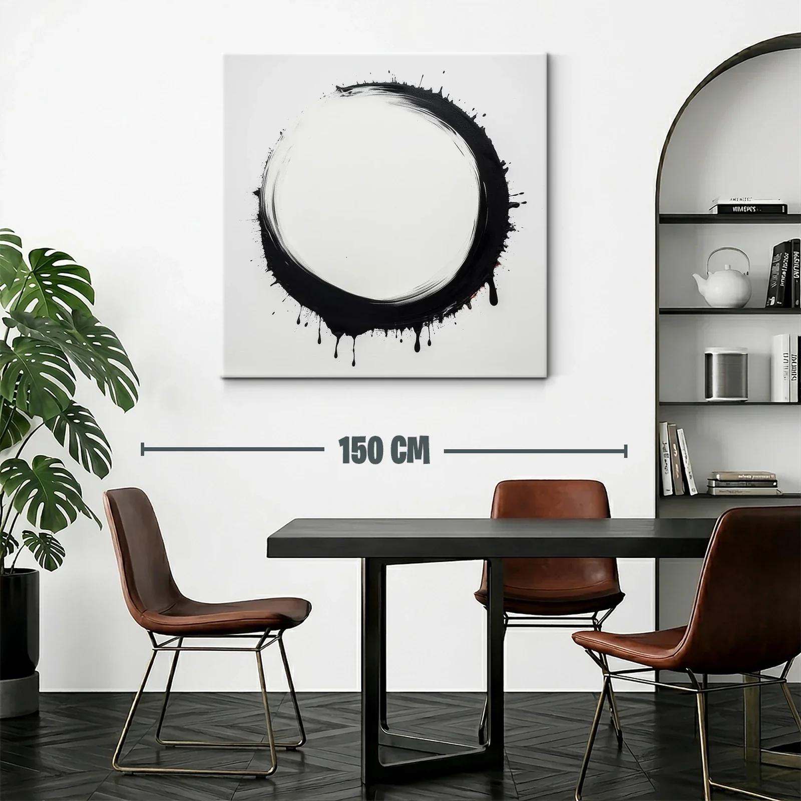 Círculo negro abstracto con efecto de goteo en fondo blanco — miniatura 2
