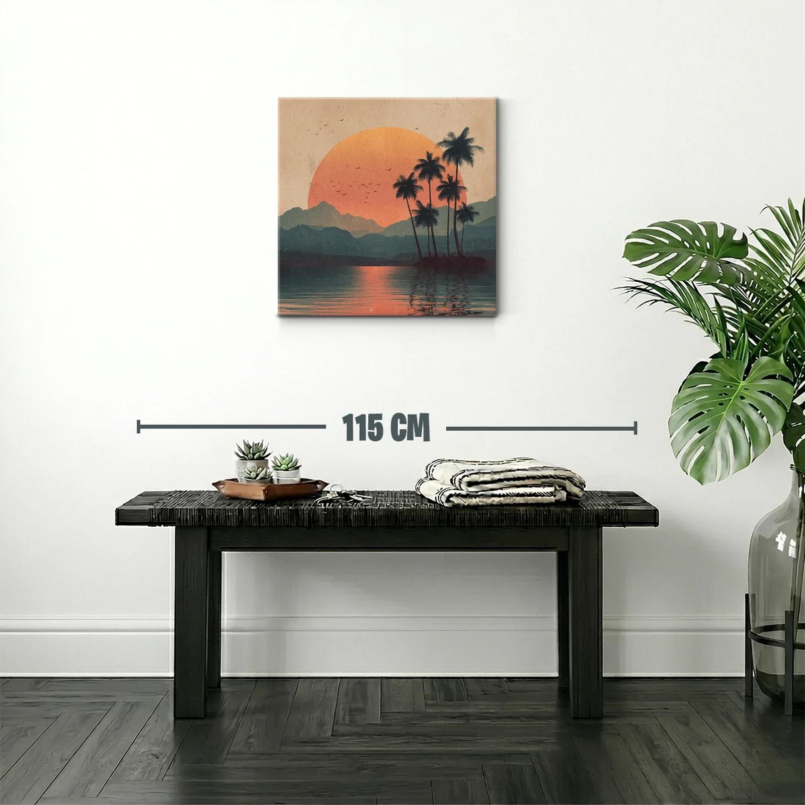 Atardecer tropical con palmeras y reflejo en el agua — miniatura 2
