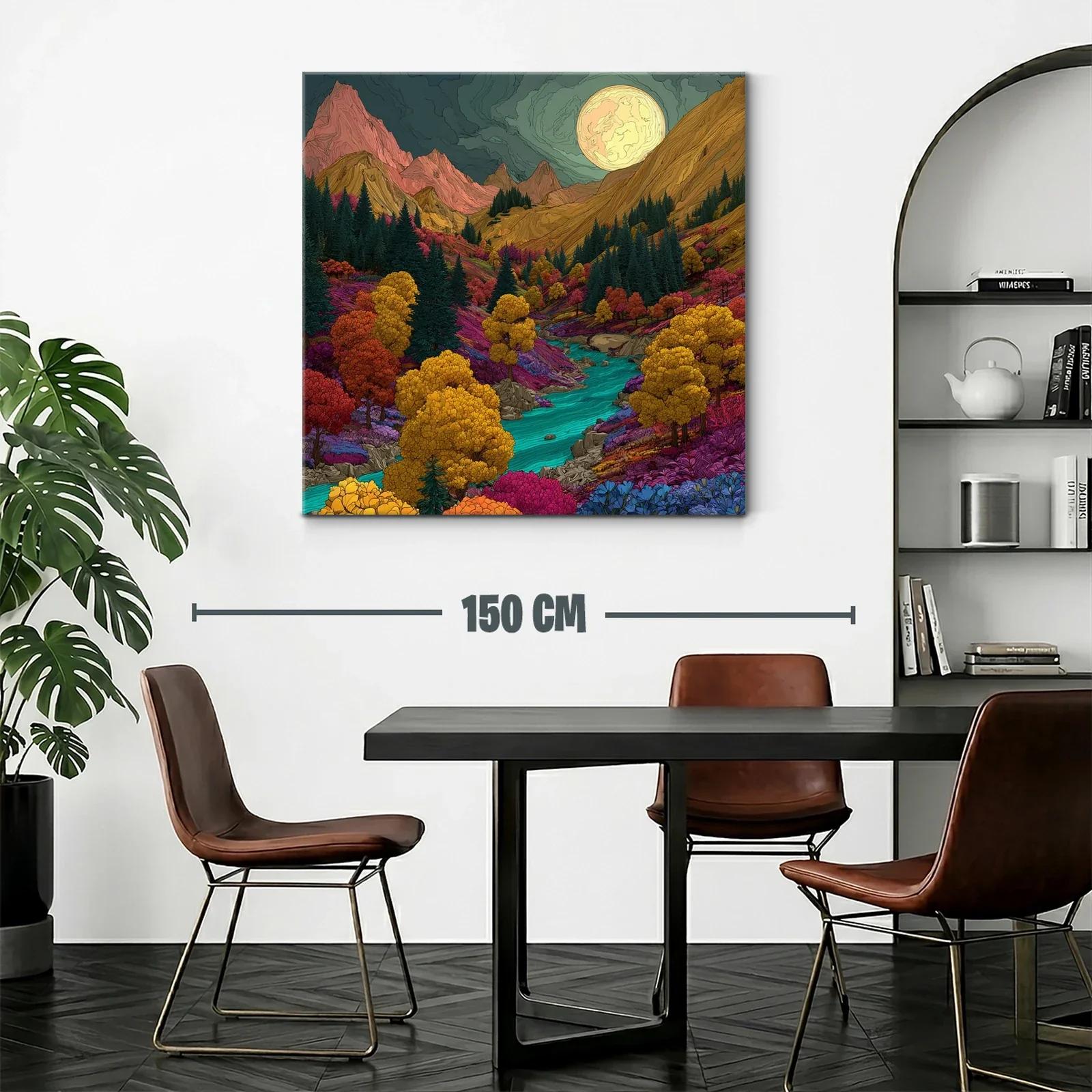 Paisaje vibrante de montaña con río bajo luna llena — miniatura 2