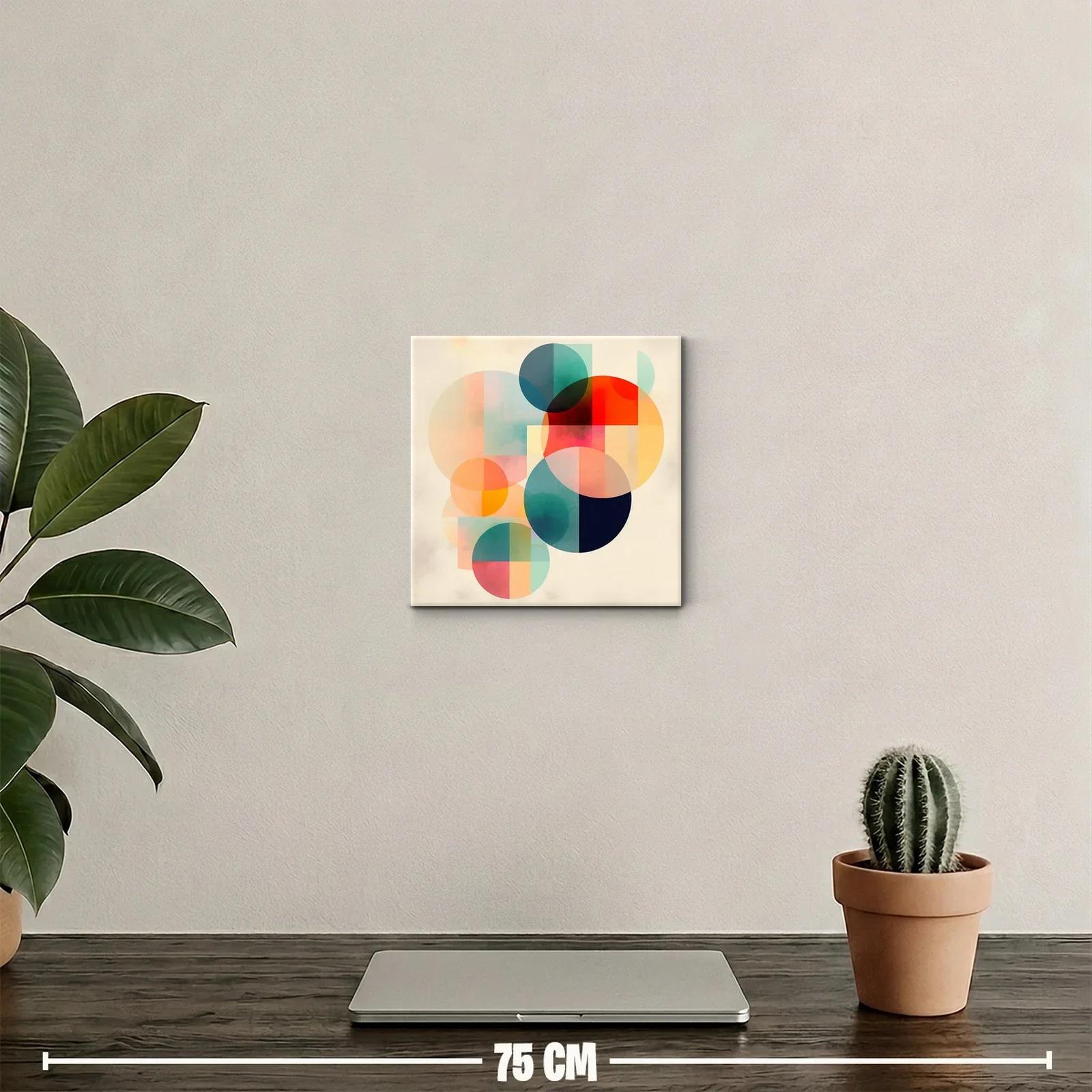 Composición abstracta con círculos en tonos cálidos y fríos — miniatura 2