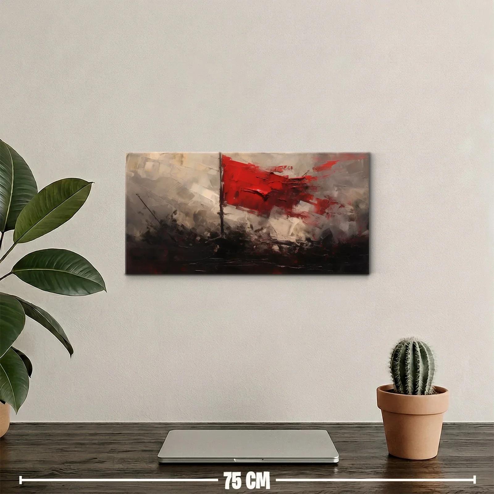 Cuadro velero rojo con atmósfera oscura y nebulosa — miniatura 2