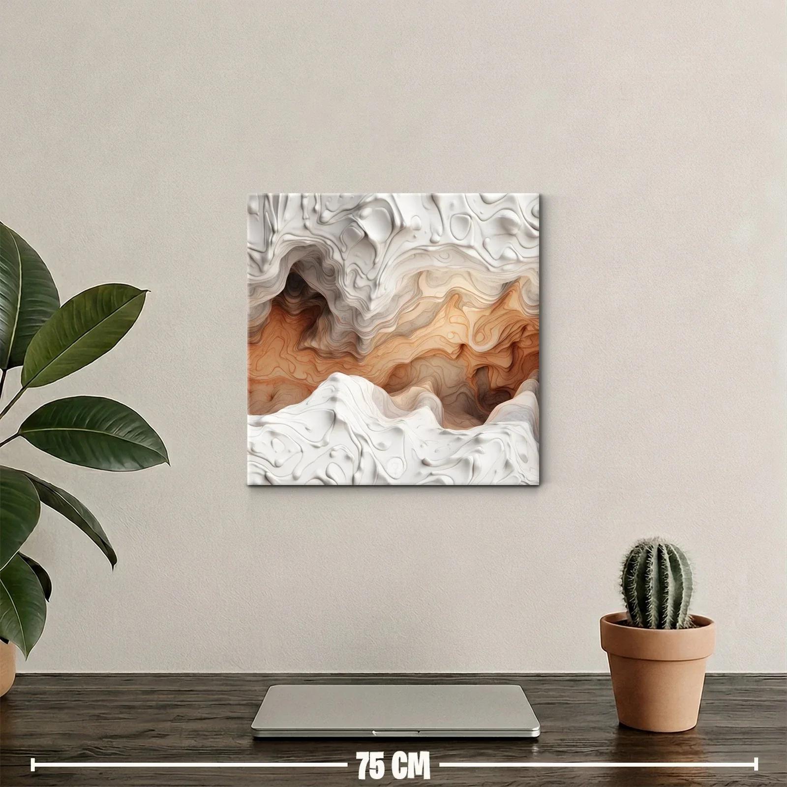 Arte abstracto con relieve en tonalidades tierra y blanco — miniatura 2