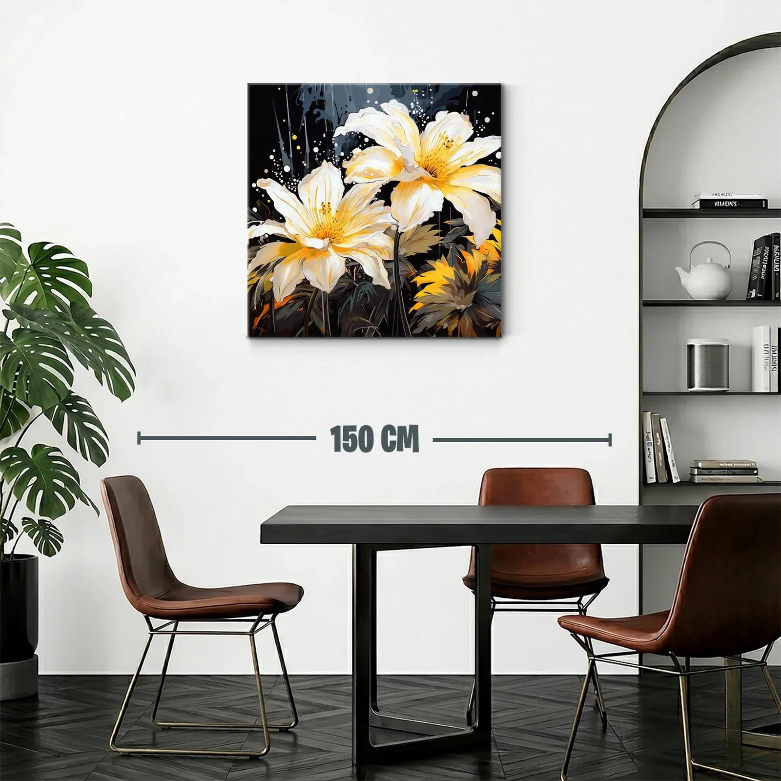 Flores luminosas en tonos amarillos sobre fondo oscuro — miniatura 2