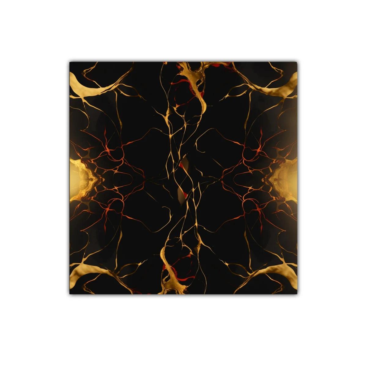 Cuadro decorativo con diseño orgánico en tonos dorados y negros