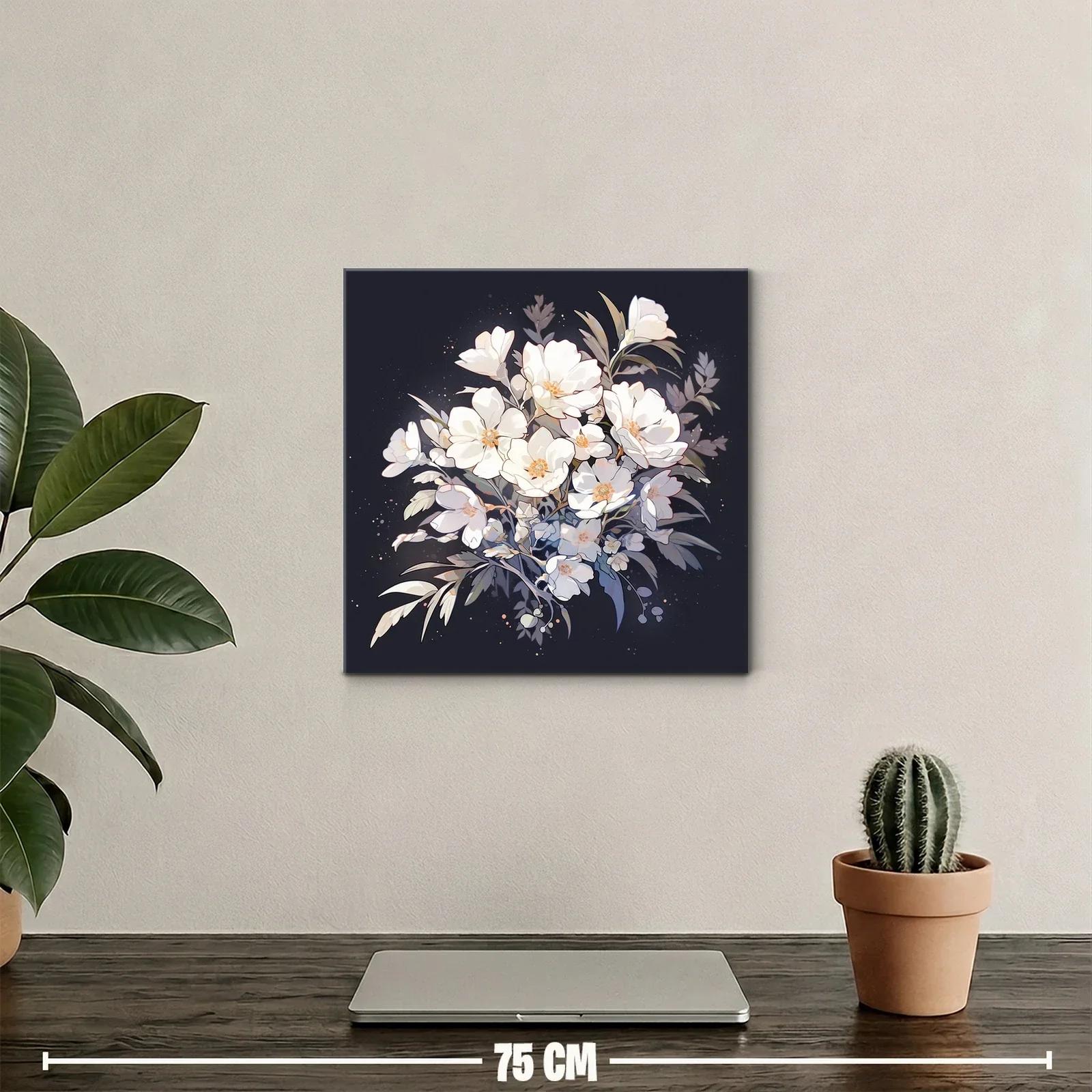 Ramo de flores blancas sobre fondo oscuro elegante — miniatura 2