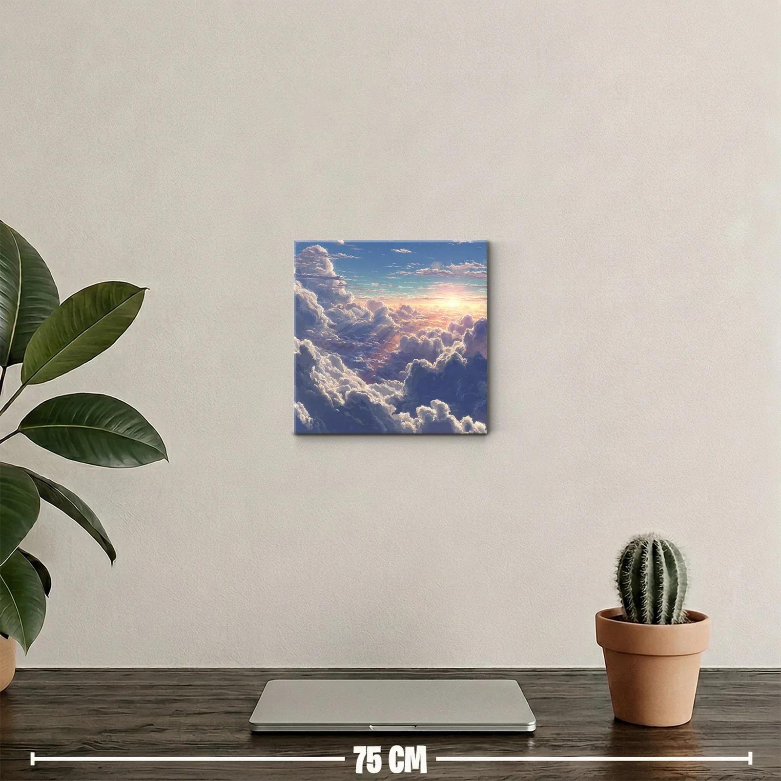 Atardecer entre nubes con luz dorada y cielo azul — miniatura 2