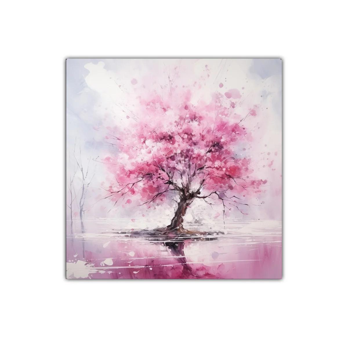 Árbol con vibrante floración en tonos rosas y reflejo — imagen principal