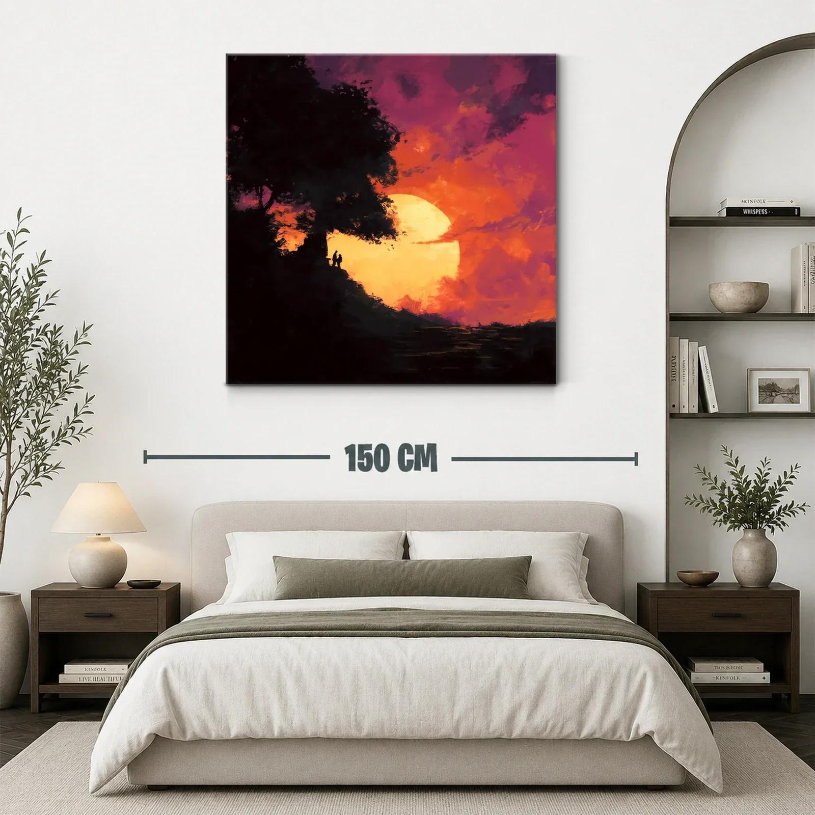 Atardecer mágico con siluetas junto a un árbol gigante — miniatura 3