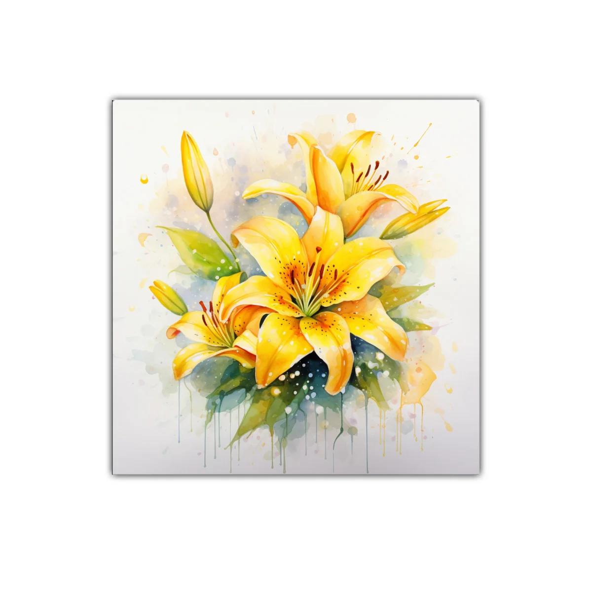 Cuadro decorativo con elegante ramo de lirios amarillos — imagen principal