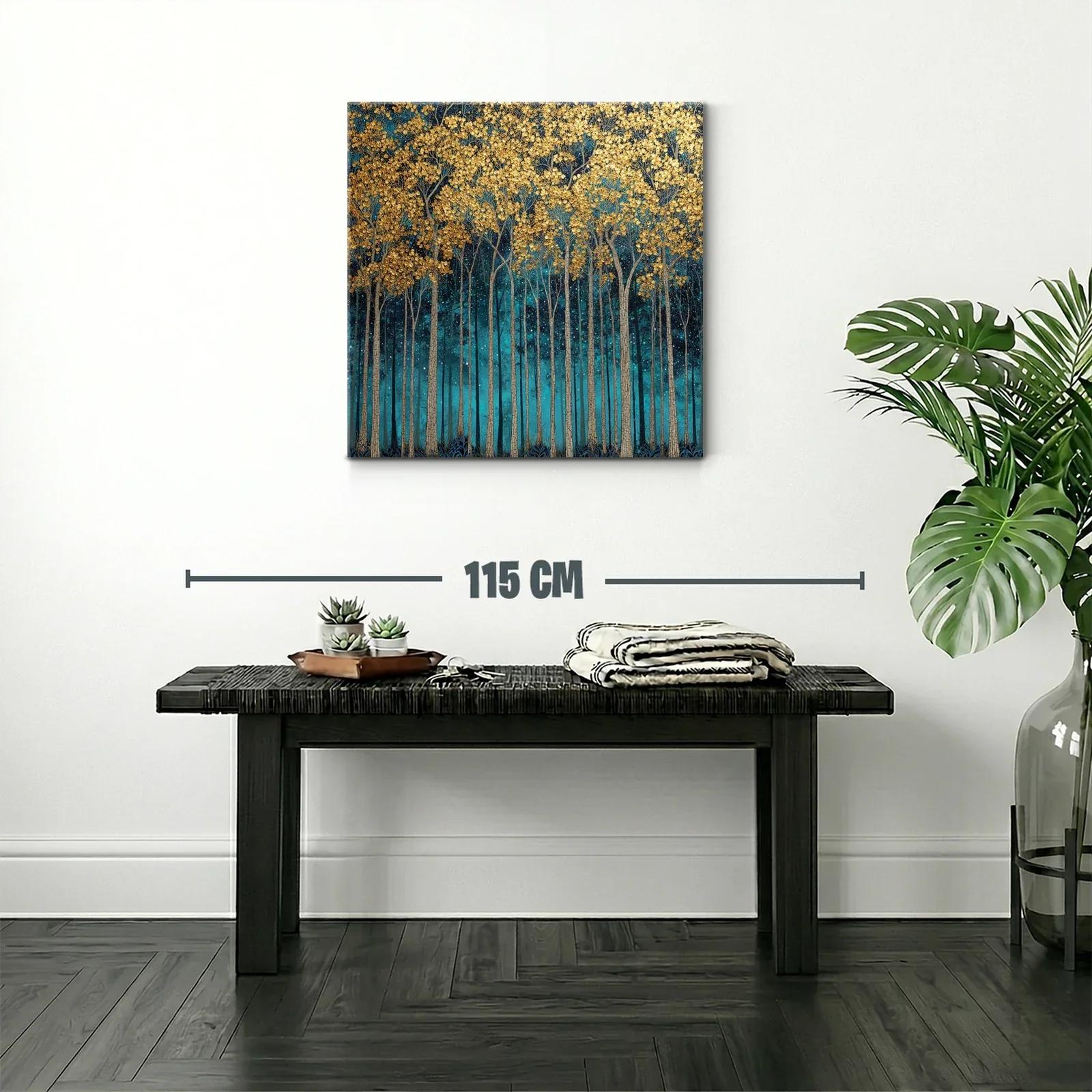 Bosque dorado bajo un cielo estrellado azul intenso — miniatura 2