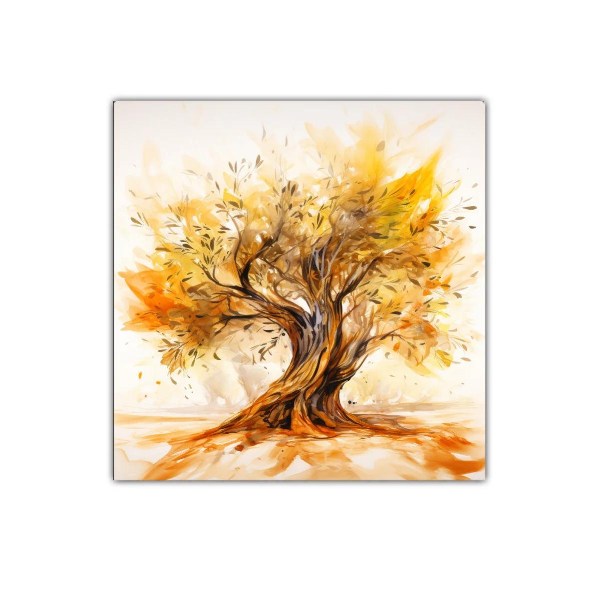 Árbol dorado con ramas entrelazadas y hojas cálidas — miniatura 1