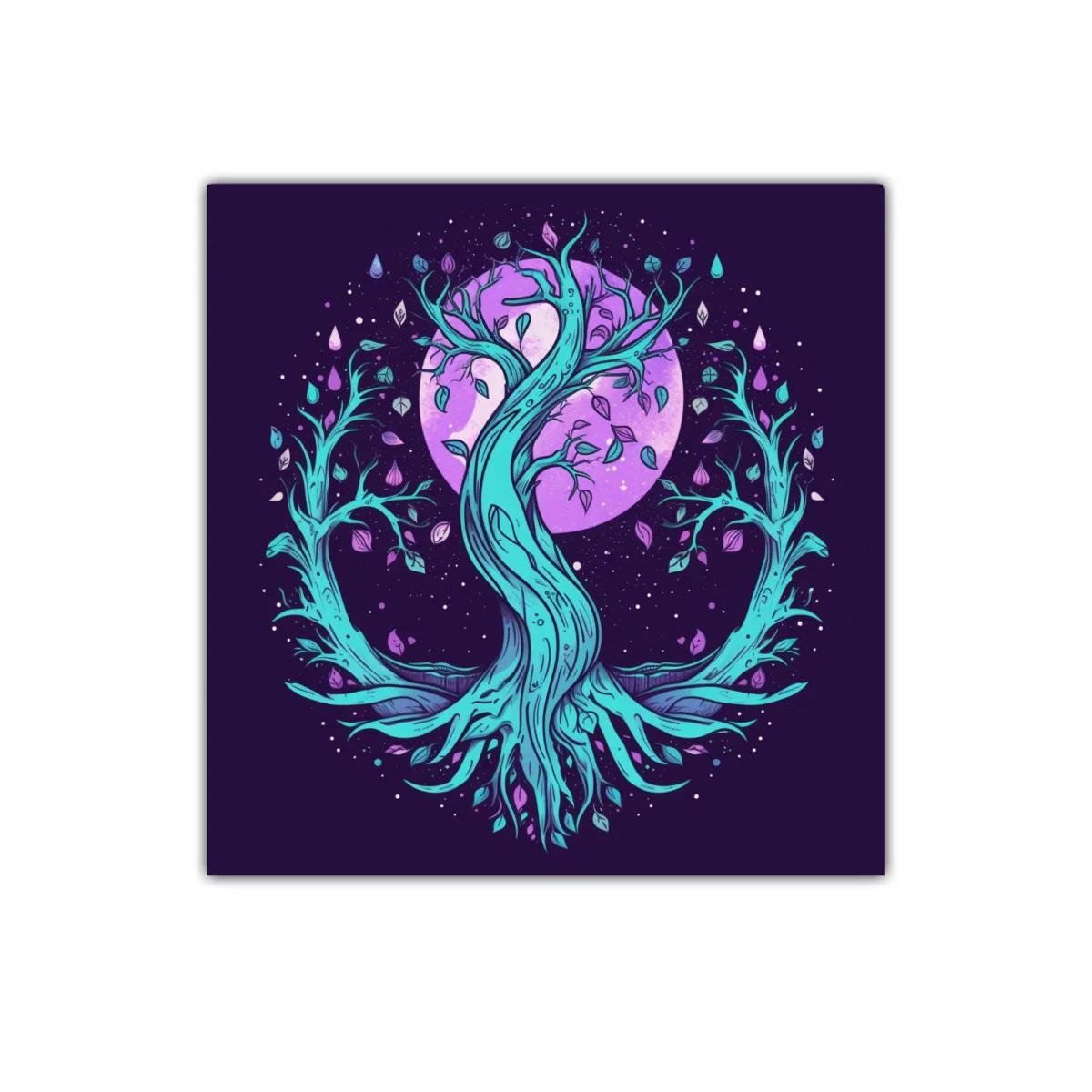 Árbol místico con luna púrpura y ramas vibrantes — imagen principal