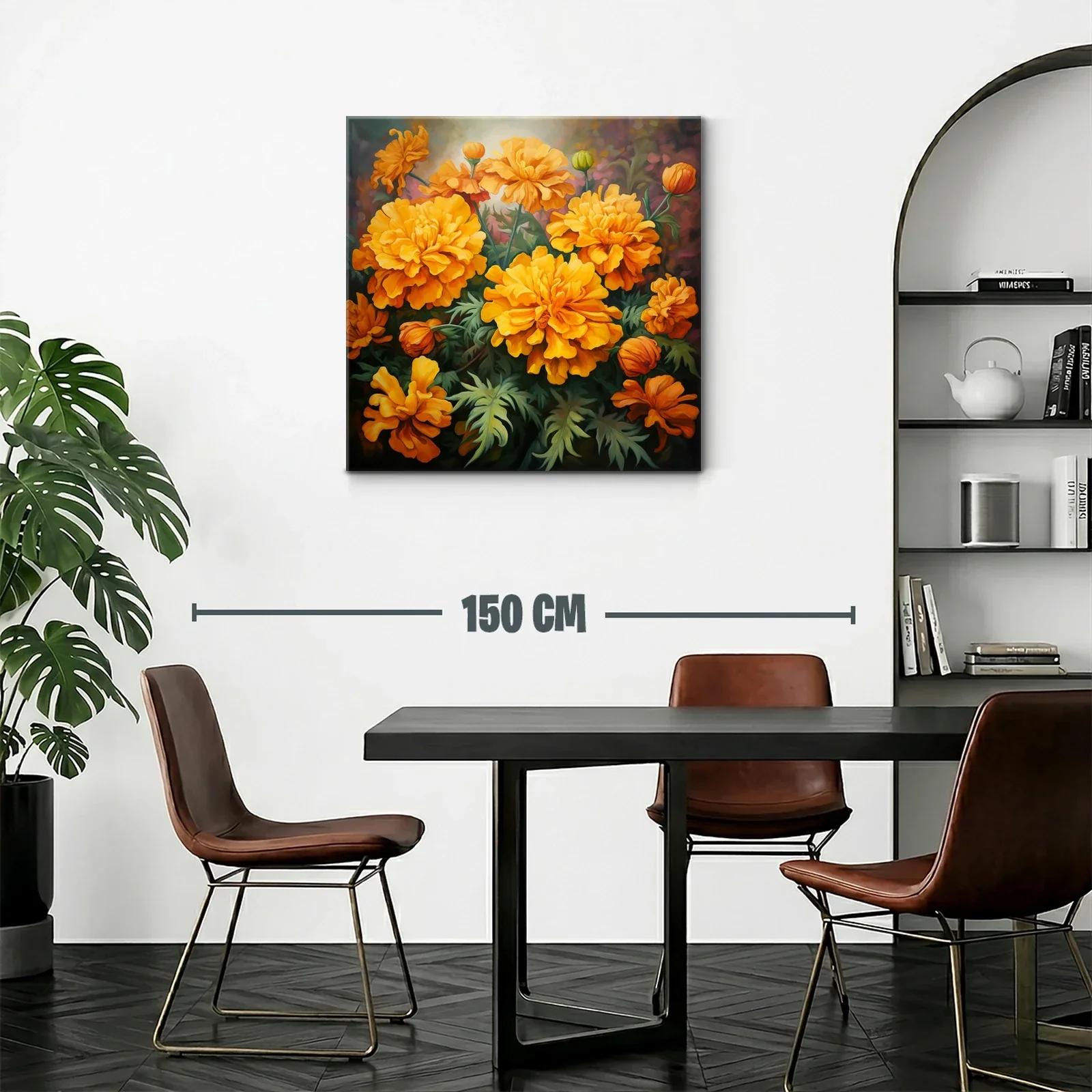 Cuadro con vibrantes flores naranjas que iluminan espacios — miniatura 2