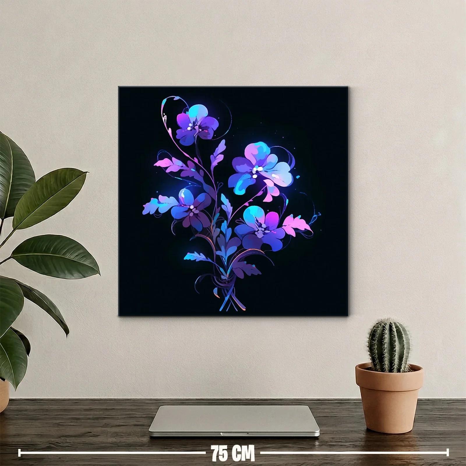 Ramo de flores en tonos violetas y azules sobre fondo oscuro — miniatura 2