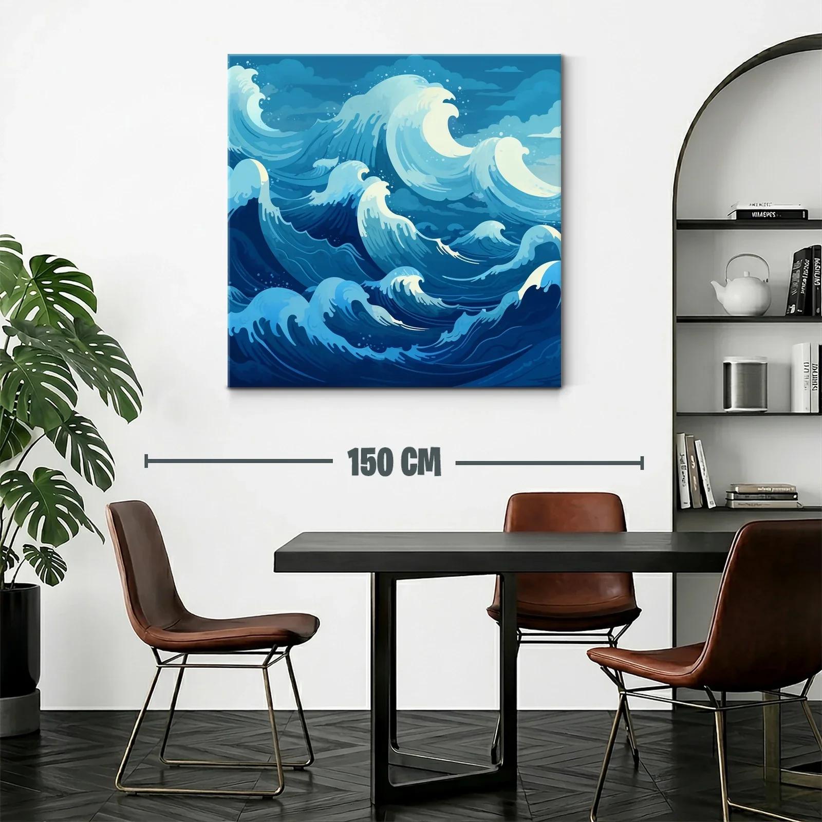 Dinámico cuadro de olas marinas en tonos azules vibrantes — miniatura 2