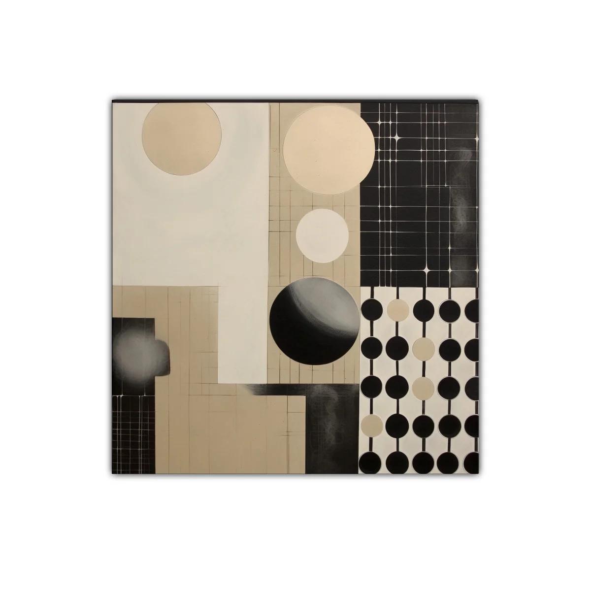 Composición abstracta con círculos y líneas en tonos neutros — imagen principal