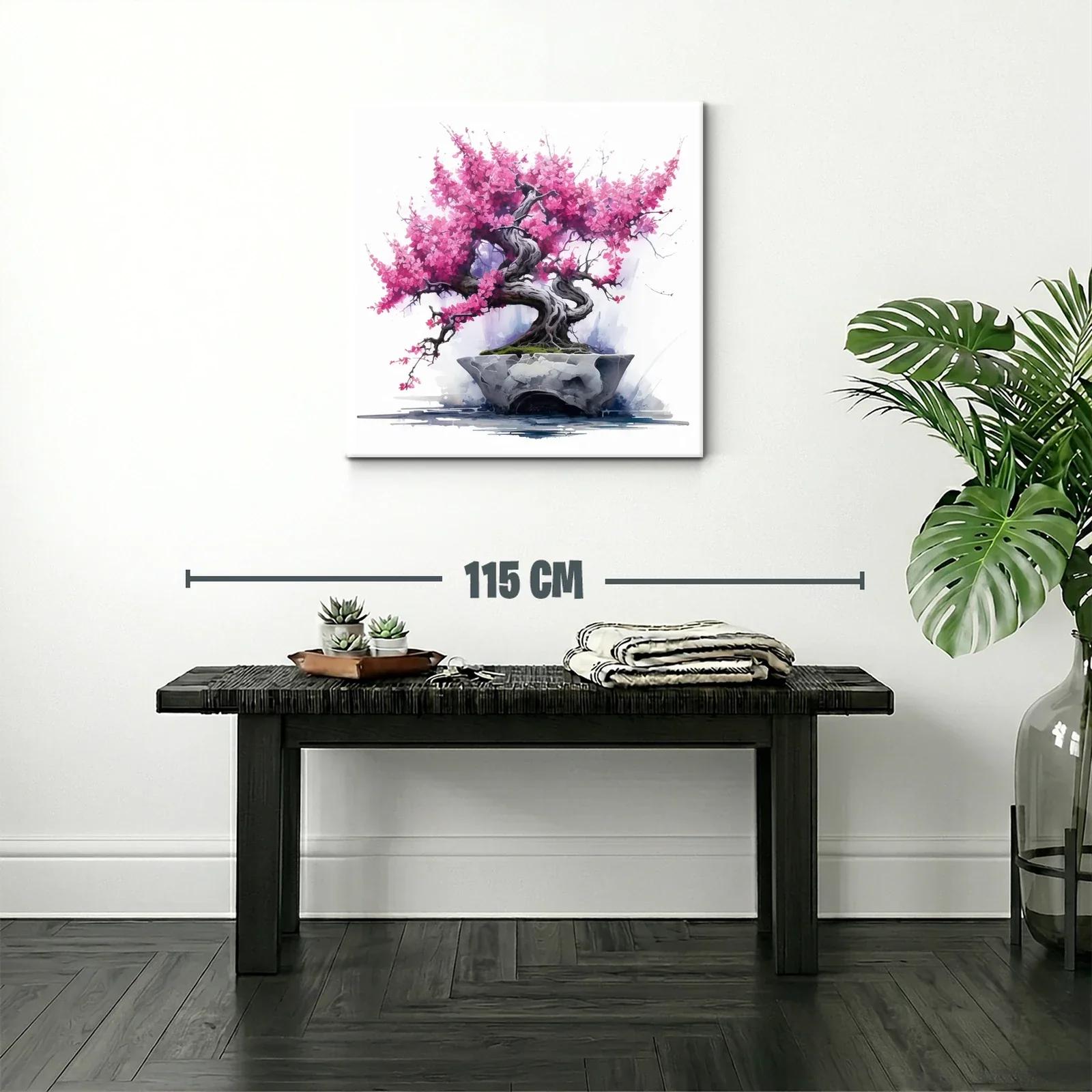 Árbol bonsái con flores rosas vibrantes — miniatura 2