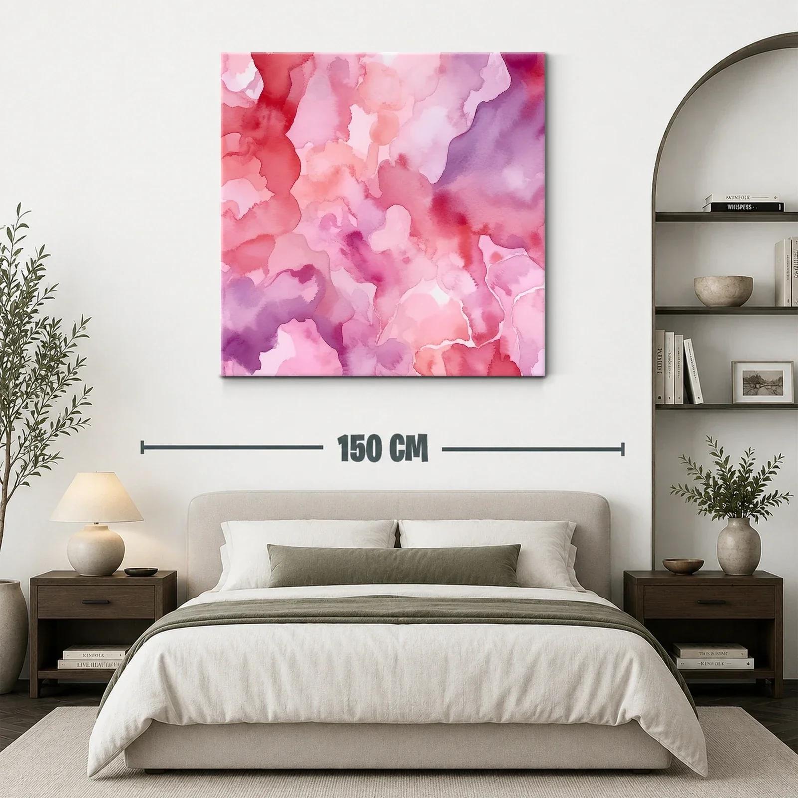 Cuadro abstracto en tonos rosa y púrpura confluencias suaves — miniatura 3
