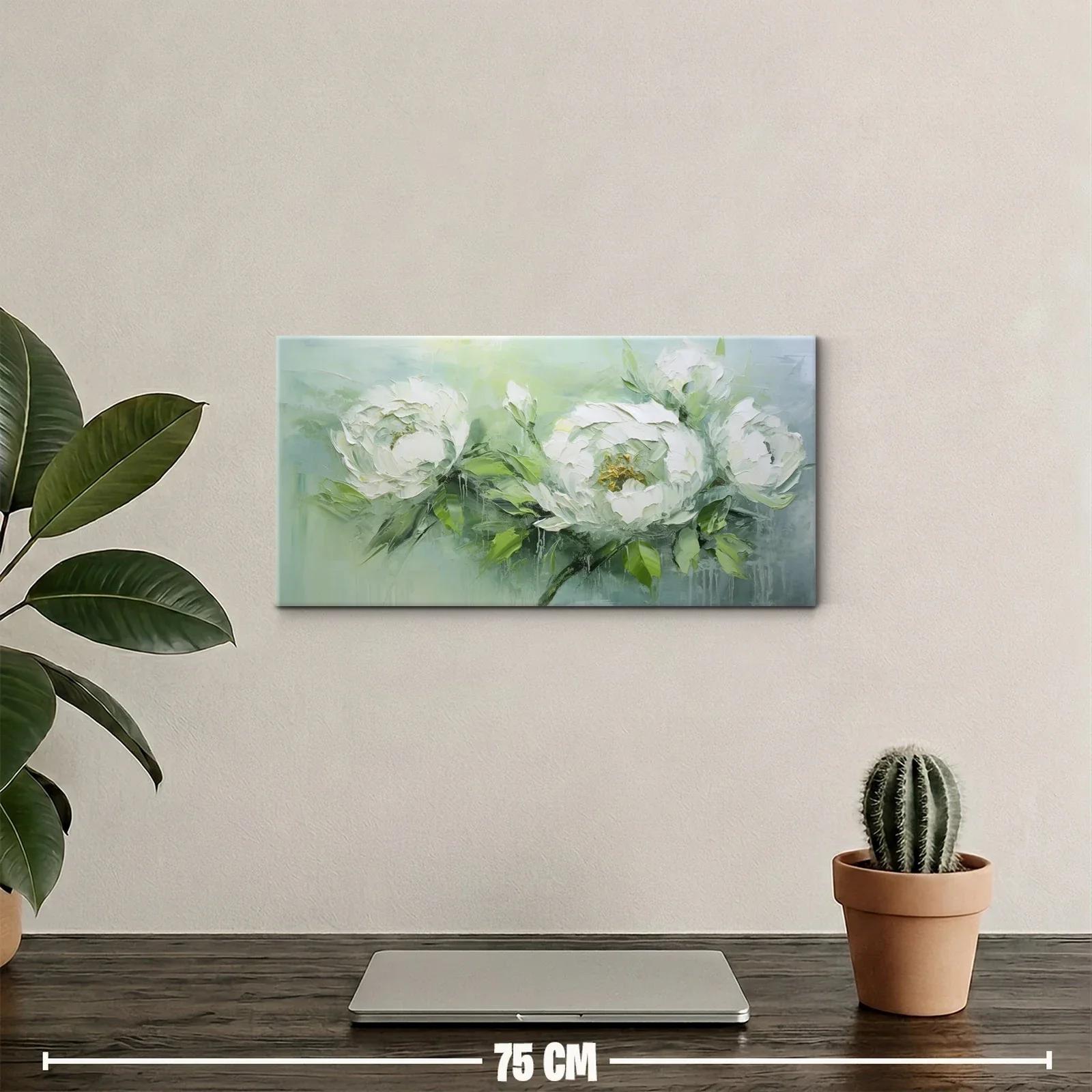 Cuadro peonías blancas con centros florales amarillentos — miniatura 2