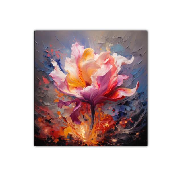 Cuadro decorativo flor abstracta con explosión de color