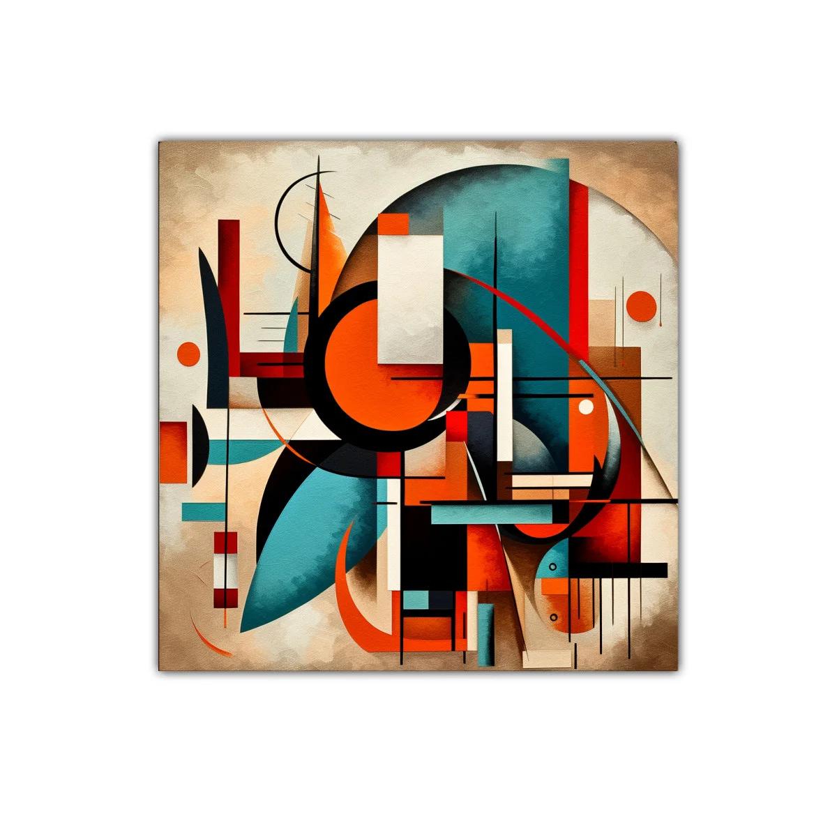 Composición abstracta con líneas y formas geométricas coloridas