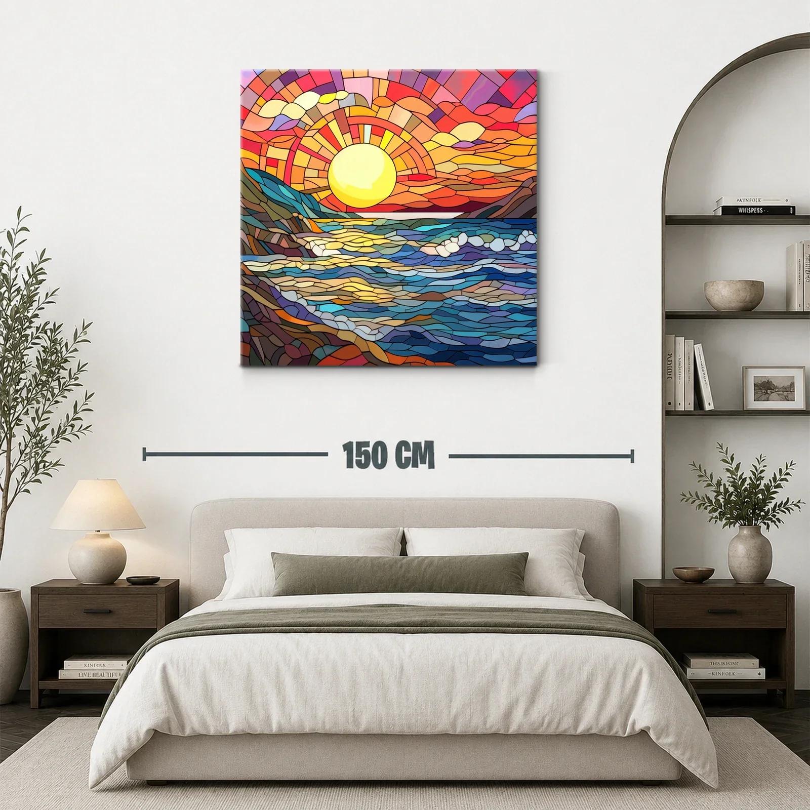Cuadro vibrante de paisaje marino al atardecer — miniatura 3