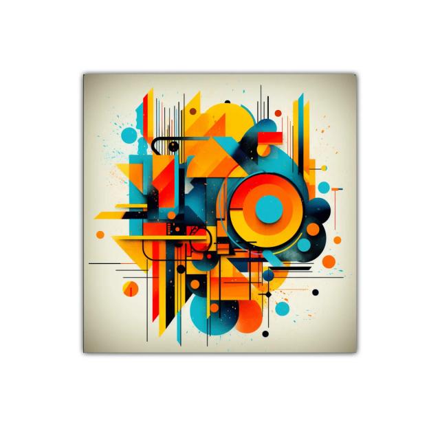 Composición abstracta vibrante con formas geométricas y color