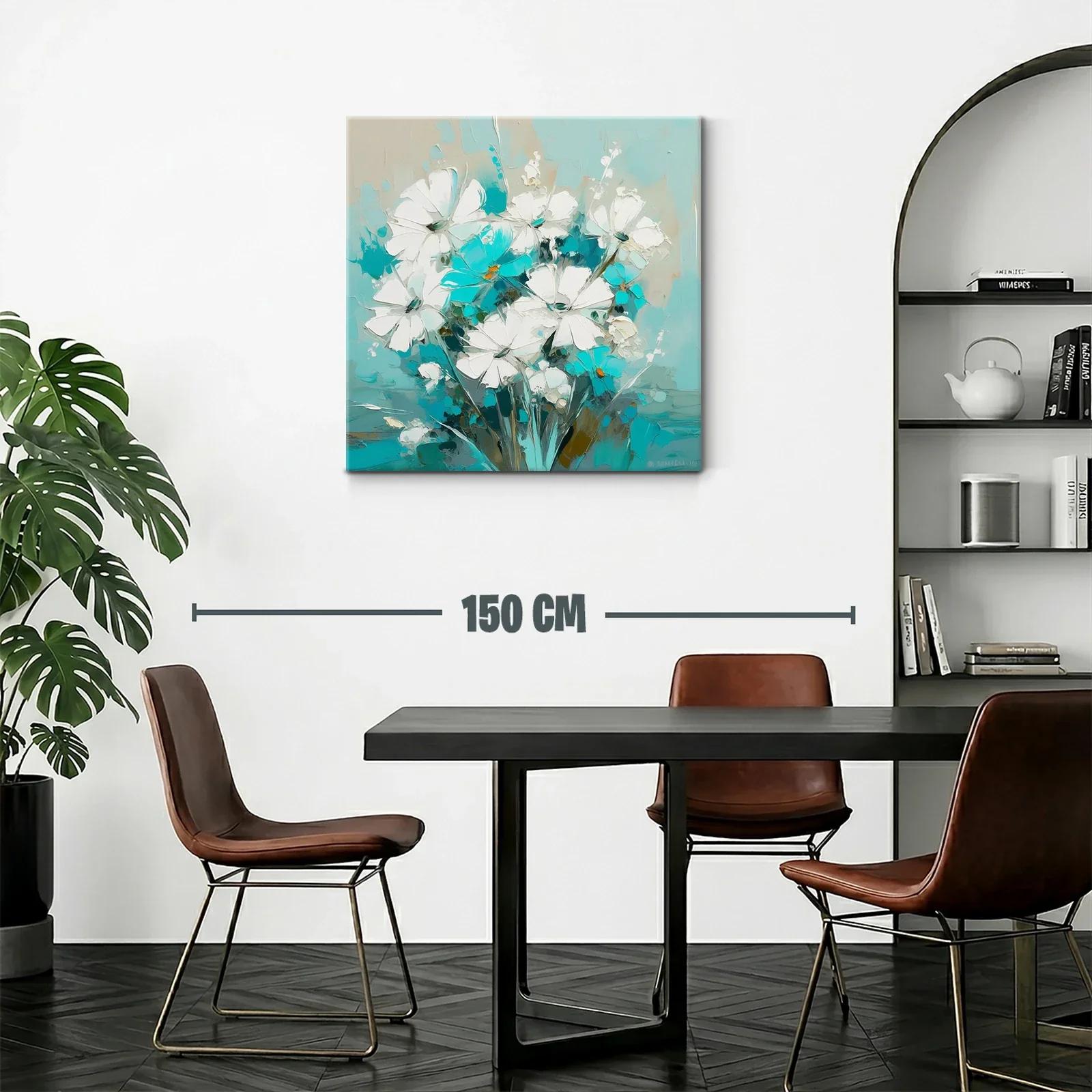 Ramo de flores blancas y turquesa en estilo moderno — miniatura 2