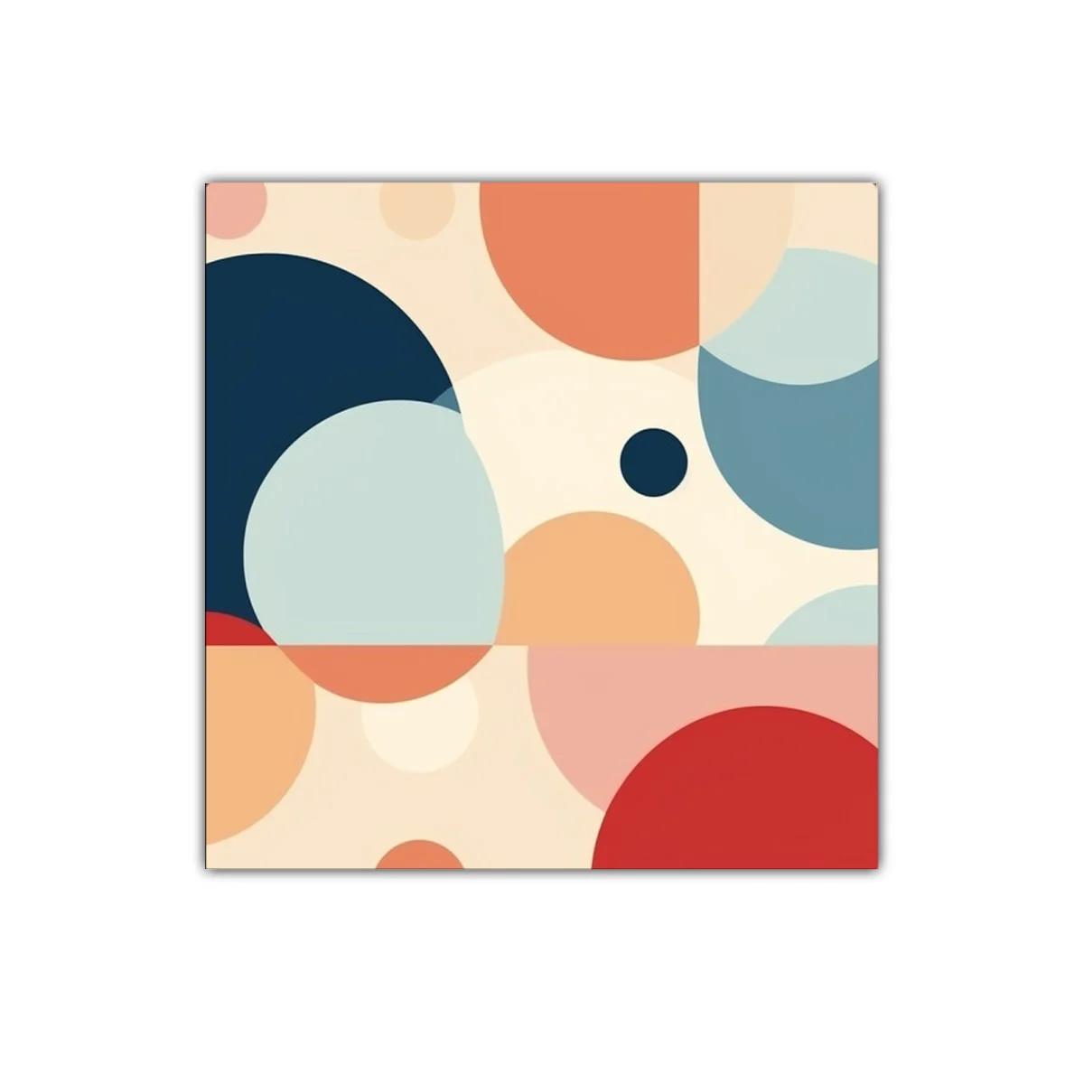 Composición abstracta con círculos en tonos cálidos y azulados — imagen principal