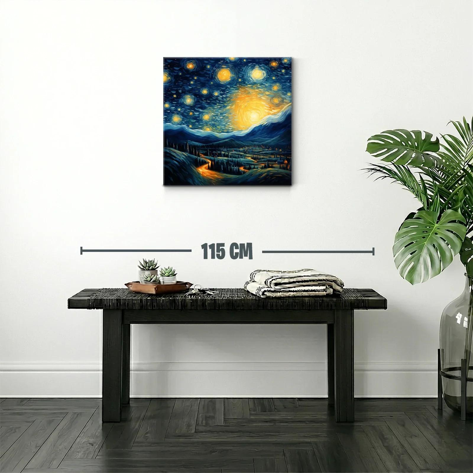 Paisaje nocturno con cielo estrellado vibrante y montañas — miniatura 2