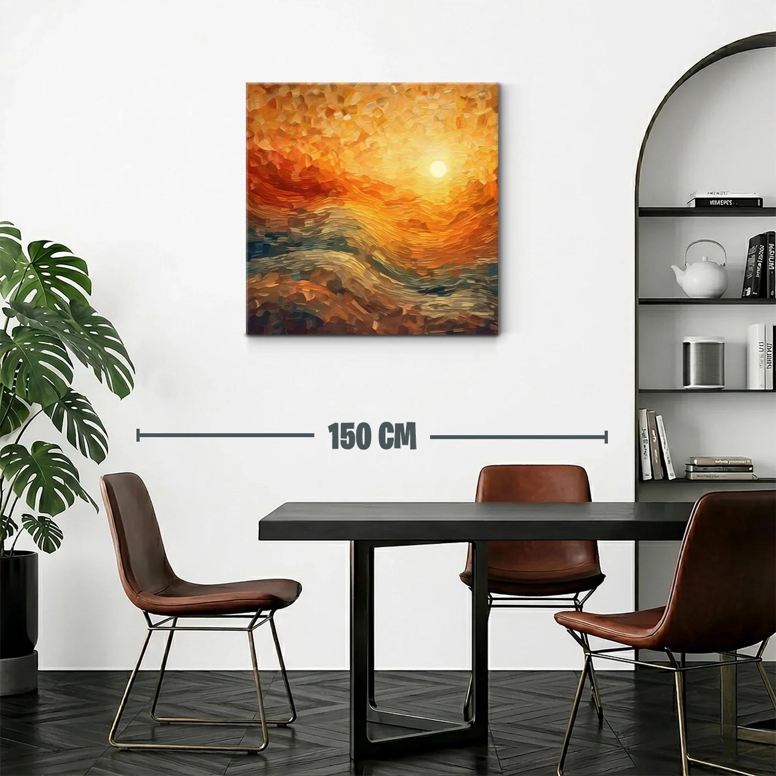 Cuadro abstracto con tonos cálidos y formas onduladas — miniatura 2