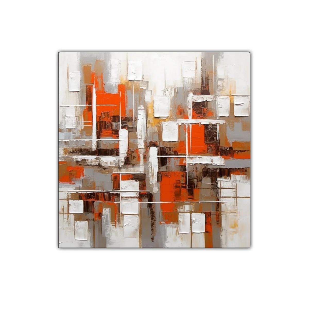 Composición abstracta con vibrantes tonos anaranjados y neutros