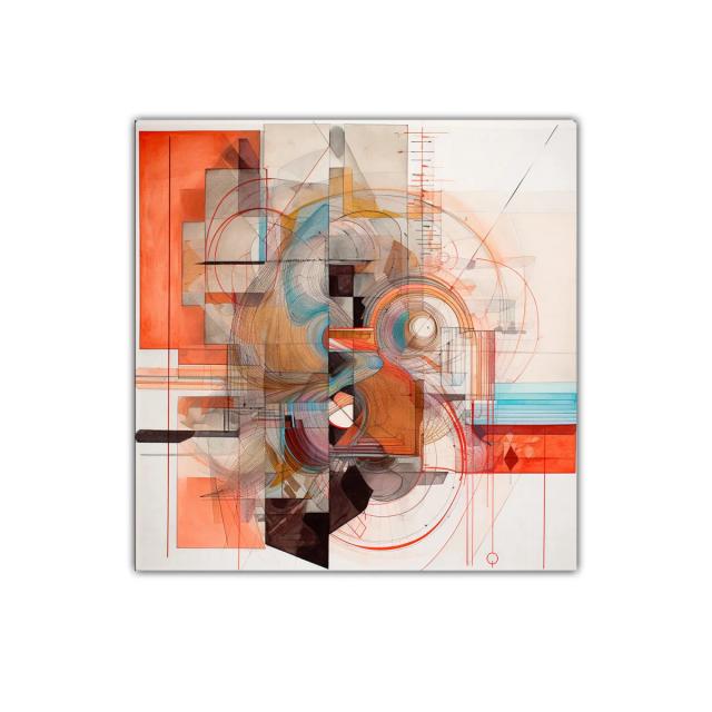 Composición geométrica con tonos cálidos y contrastes vibrantes