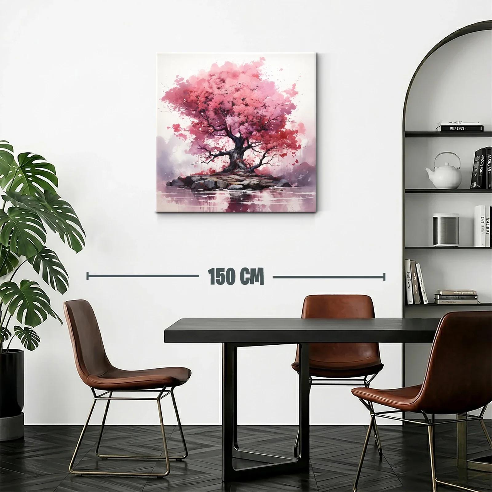 Árbol con Follaje Rosa en Isla Rocosa — miniatura 2