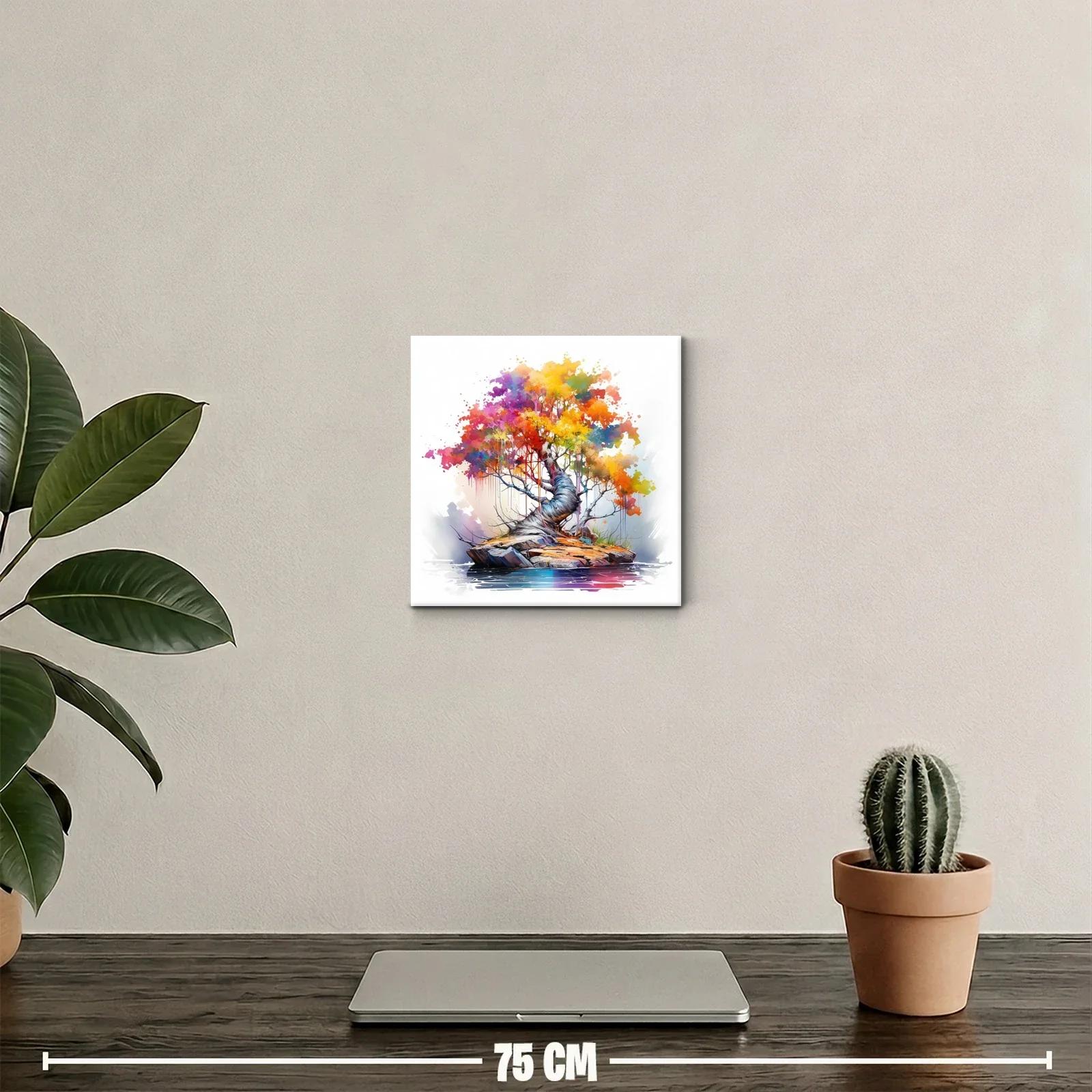 Árbol colorido en isla rodeada de agua vibrante — miniatura 2