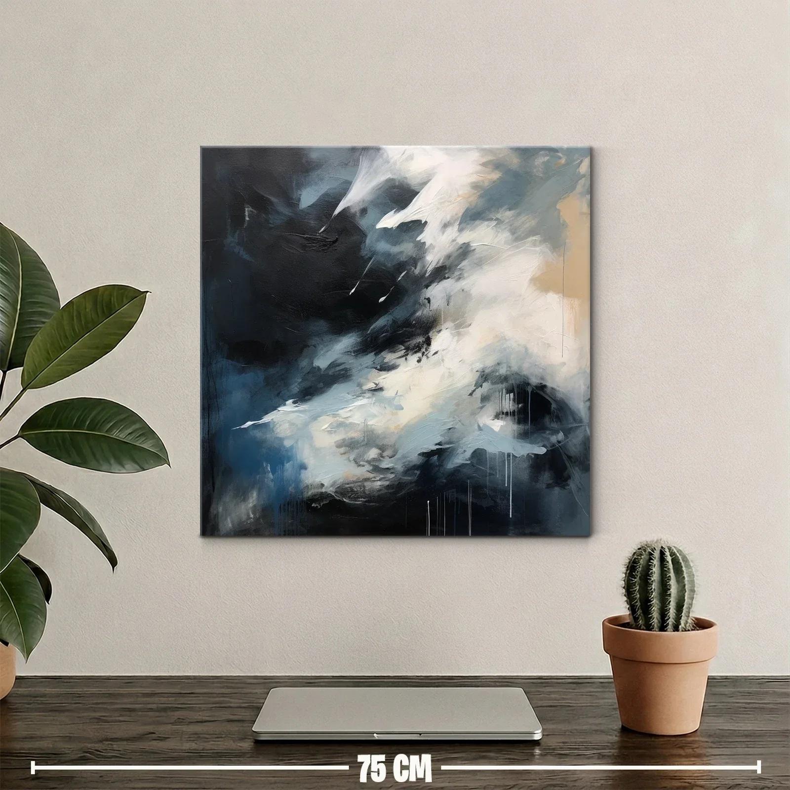 Cuadro abstracto en tonos oscuros y claros para ambientes modernos — miniatura 2
