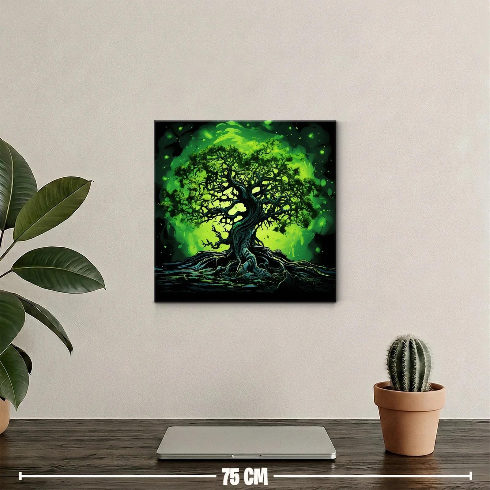 Árbol místico iluminado en tonos verdes vibrantes — miniatura 2